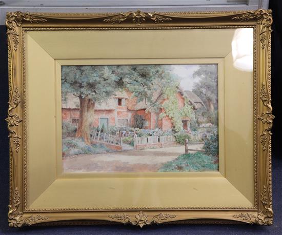 Thomas Nicholson Tyndale (1858-1936) Cottages and gardens 9 x 13in.